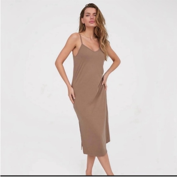 MATE the Label Dresses & Skirts - NWT MATE The Label Tencel Lounge Midi Tank Dress in Mushroom Size XS